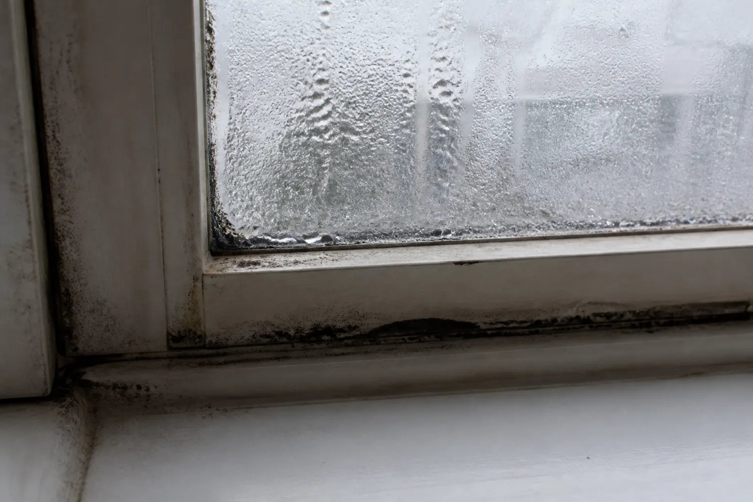 Condensation sur une fenetre et moisissures sur le dormant